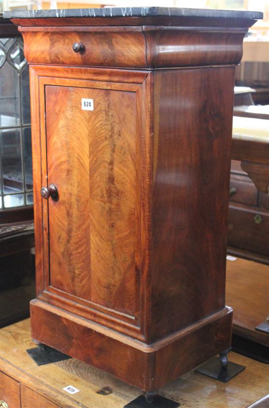 19th century French mahogany marble top bedside cabinet